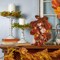 Realistic Autumn Leaves & Orange Pip Berry, Brown Velvet Ribbon, Teardrop Wreath for Modern Fall Decor, Front Door, Window or Thanksgiving Mantle